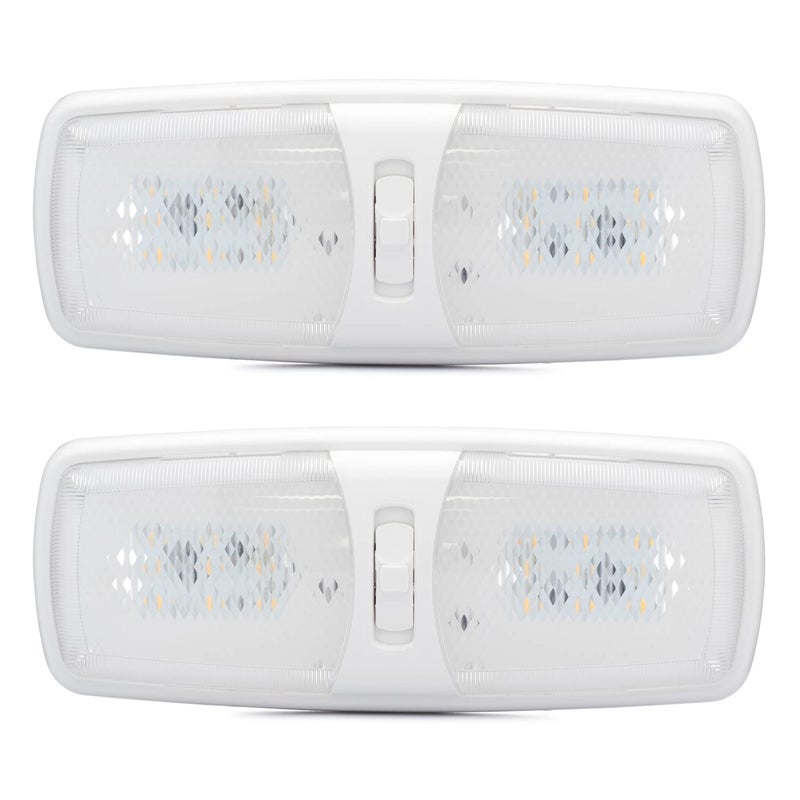 Lumitronics RV LED Lights Interior â€“ Soft & Cozy Warm Light â€“ Camper Ceiling Light Fixture 12 Volt LED Lights for RV Interior with 3-Way Switch for RV Lighting (2-pack) - Image 1